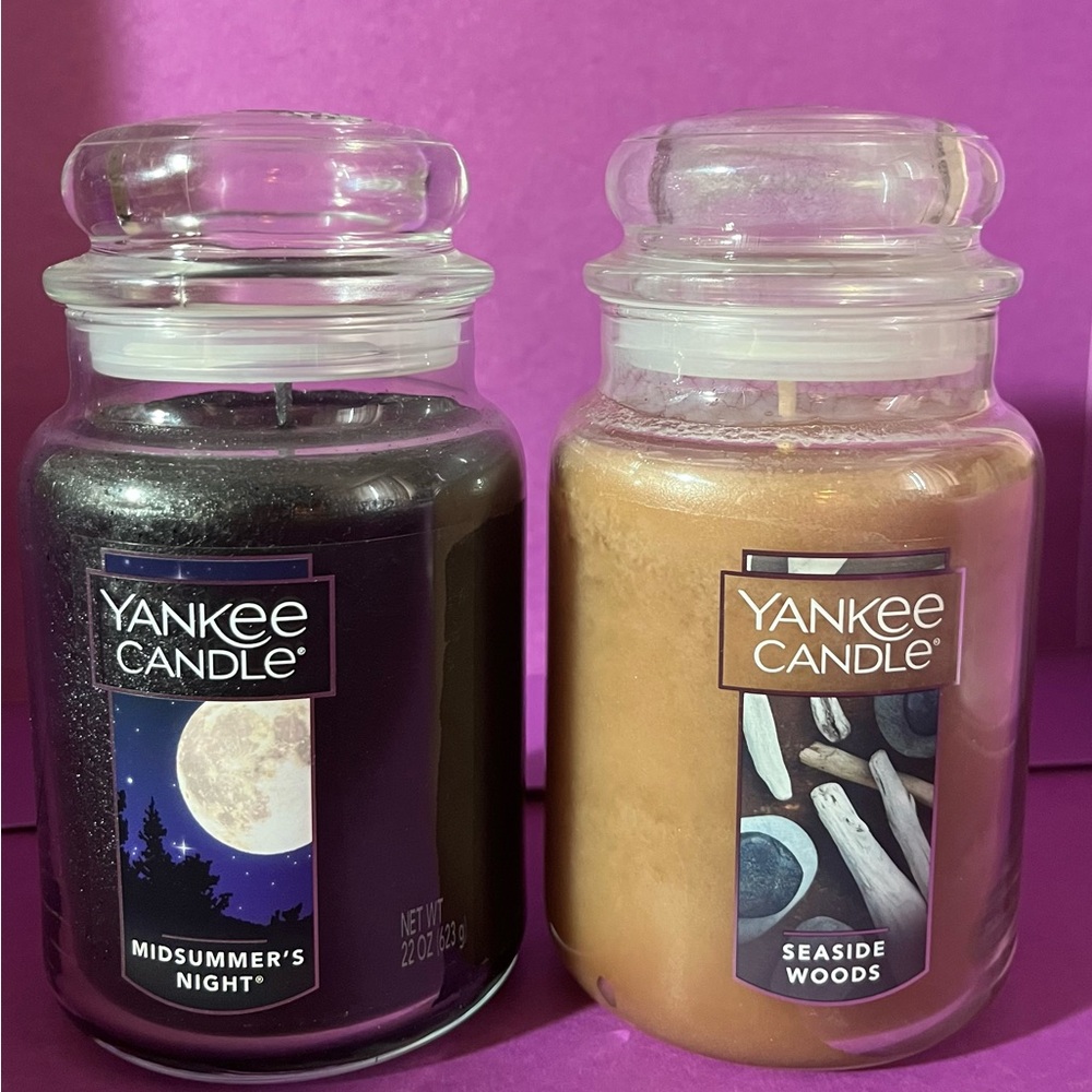 YANKEE CANDLE - scents Midsummer's Night, Seaside Woods (brand new) $25 each